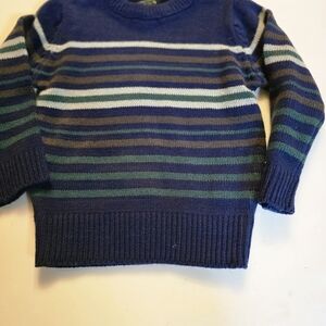 Kids Navy and Green Striped Sweater